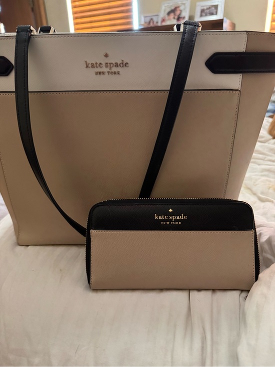 kate spade Handbags - kate spade Beige and Black Tote with Coordinating Wallet